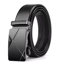 Genuine Leather Mens Ratchet Belt Belts For Men Adjustable Automatic Buckle