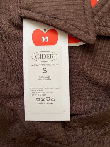 NWT CIDER DARK BROWN CROP TOP SMALL LONG SLEEVE - Picture 8 of 8