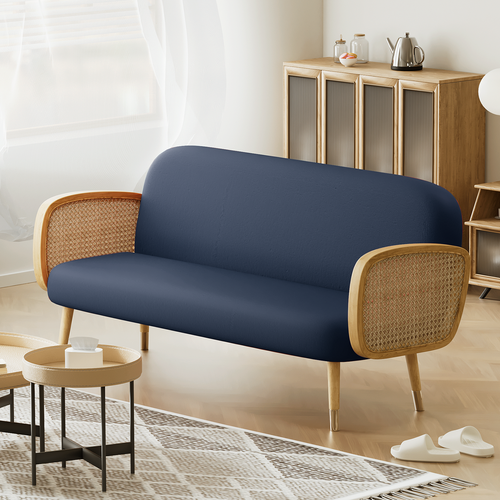 Coprifuton elasticizzati blu navy taglia regina senza braccia copertura divano protezione - Foto 4 di 10