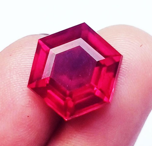 8.10 Ct Certified Natural Red Ruby Hexagon Shape Loose Gemstone - Picture 1 of 5