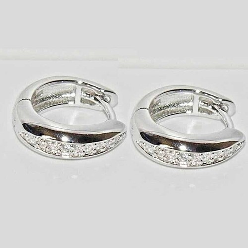 1.89 Ct Round Simulated Diamond Men's Huggie/Hoop Earrings 925 Sterling Silver - Picture 1 of 5