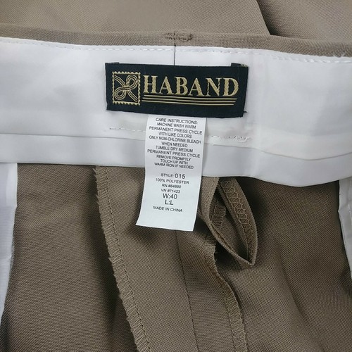 Haband Men’s Tan Flat Front Dress Pants Size 40 W 33 L - Picture 7 of 11