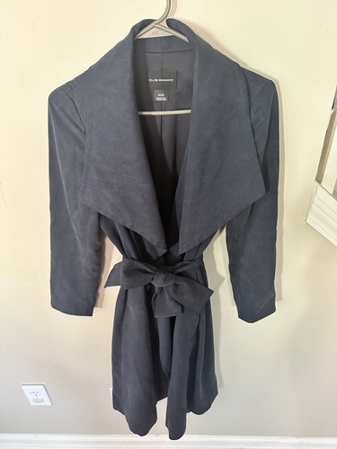 Navy Blue Club Monaco Trench Coat Size XS - Picture 2 of 8
