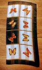 Vintage Estate MCM Silk Scarf With Panels of Multicolor Butterflies 20" W x 39"H