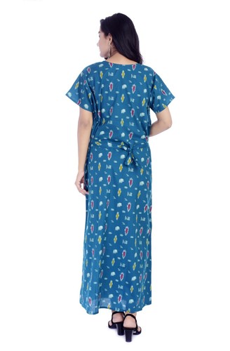 Women's Short Sleeve Oversize Sleep Maxi Nightgown 100% Cotton Nightshirt Dress - Picture 4 of 5