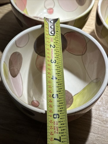 Tabletops Lifestyles MOSAIC DOTS Deep Cereal Soup Bowl (chips) Green Pink White - Picture 7 of 7