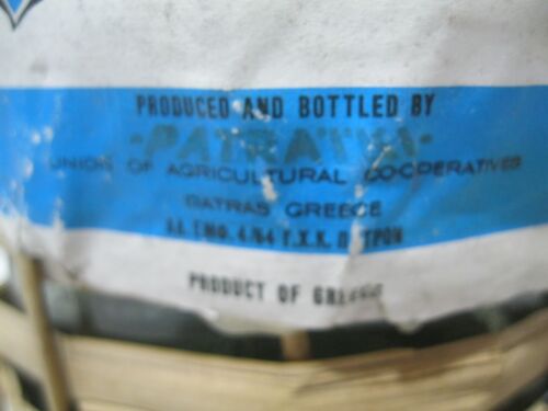Vintage Large Retsina Wicker Covered Bottle Blue & White Label Green Glass 60's - Picture 3 of 8