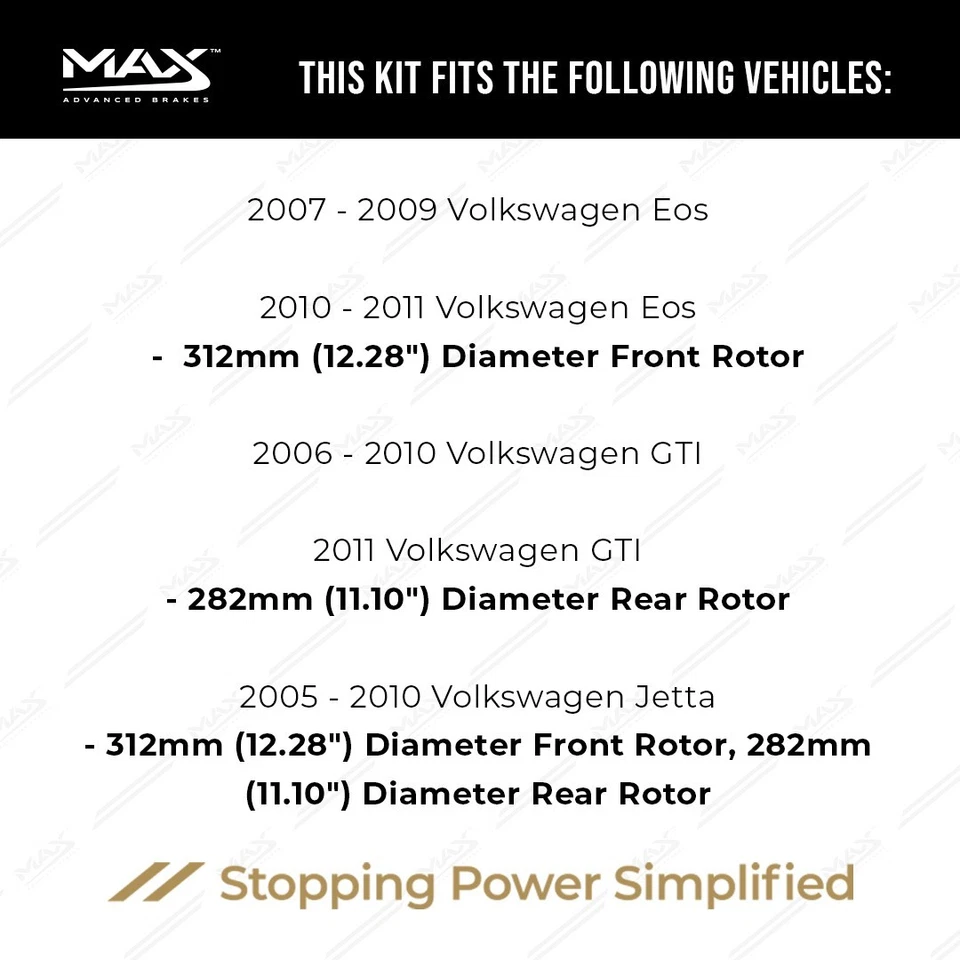 Front & Rear Brake Rotors + Ceramic Pads for 2005-2010 VW Jetta Passat Audi A3 Foto 3 de 4