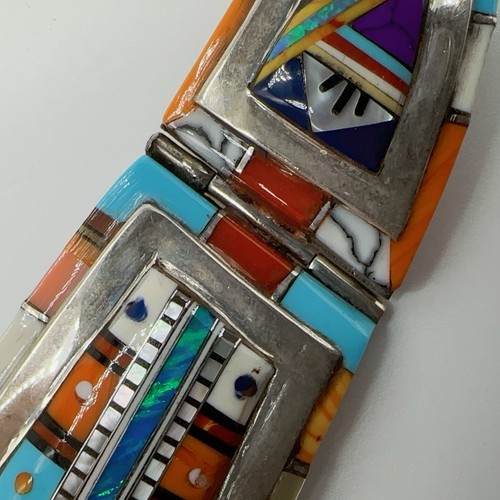 Ronnie Ramil Glodove Sterling Multi-Stone Micro Inlay Necklace 51.2g #327 - Picture 12 of 24