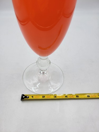 Vintage MCM EMPOLI Italy Orange Cased Clear Base Ball Stem Vase 12 In - Picture 19 of 22