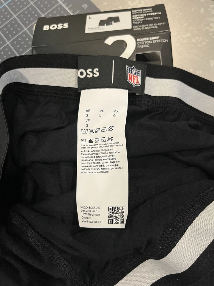 Hugo Boss Calzoncillos Boxer L Negro 2pk Colaboración NFL Entrenamiento Elástico Dinámico Foto 3 de 4