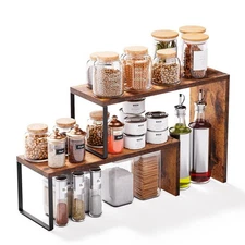 Kitchen Countertop Organizer, Spice Rack Cabinet Organizer Shelf Stackable Co...