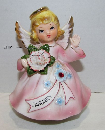 Vintage Lefton Januar Engel mit Geburtsstein Spieluhr - Bild 2 von 5