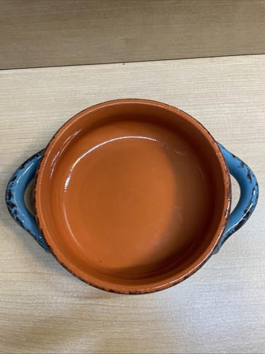 De Silva rustikal & babyblau orange glasiert Kasserolle mit Griffen Made in Italy - Bild 2 von 5