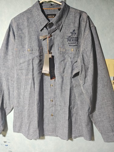 Camisa Orvis Para Hombre XL Azul Cambray Manga Larga Botón Delantero Caza Faisán 2021 SD - Imagen 1 de 12