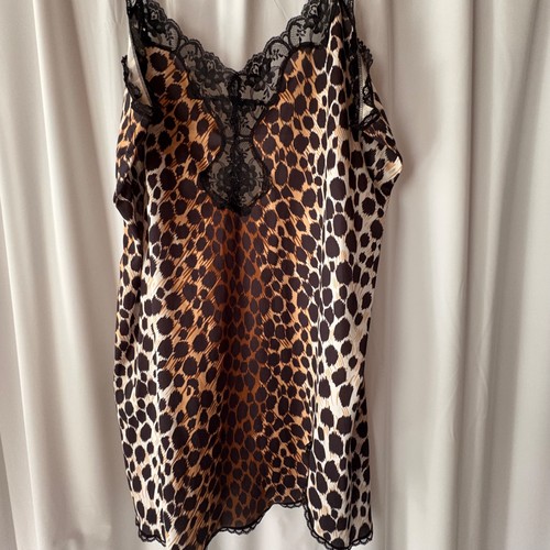 Colesce Couture Leopard Print & Black Lace Slip - L