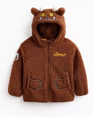 TU Boys Girls Brown Gruffalo Borg Zip Jacket New - Image 1 of 2