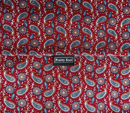 PRETTY SOUL BURGUNDY & BLUE PAISLEY HANDMADE MOD SCARF SCOOTER 60s RETRO - Picture 4 of 4