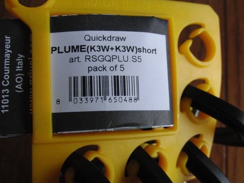Grivel PLUME QUICK Quickdraw paquete de 5 con puerta de alambre Dyneema 11 cm nuevo sin usar, Italia - Imagen 3 de 6