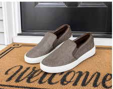 Michael Kors Keaton Slip On Sneakers MK Signature Brown Size 5.5