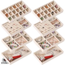 Soft Velvet Jewelry Organizer - 8-Piece Stackable Tray Set for Elegant Display
