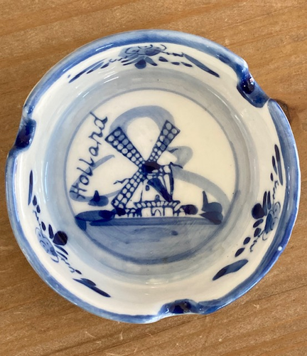 Vintage Delft Blue Ceramic Hand-Painted Holland Windmill Ashtray 3.25" - Picture 2 of 7