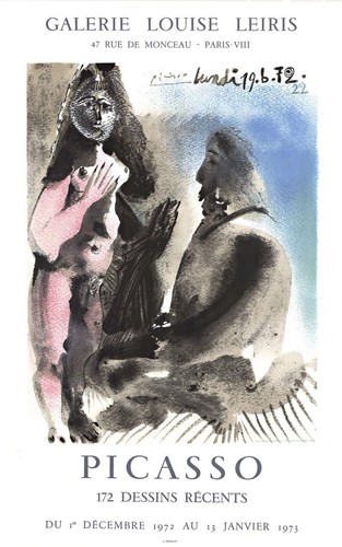 Framed Antique PICASSO Galerie Louise Leiris Exhibition Lithograph Poster 1972 - Picture 2 of 9