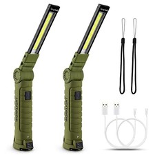 Men Tools for Christmas Birthday Gifts LED Rechargeable Work Light 2 Pack Green