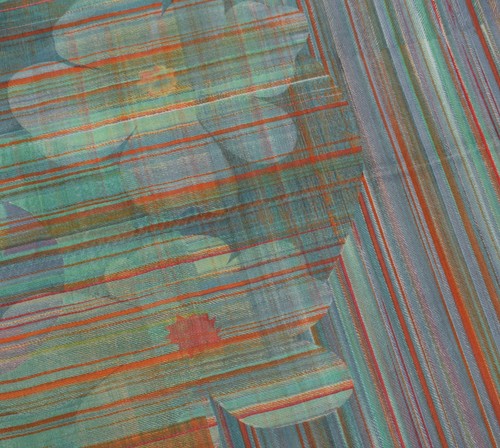 Sushila Vintage Multi-Color Saree Blend Georgette Silk Printed 5 YD Craft Fabric - Picture 3 of 11