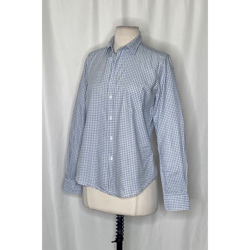 Frank & Eileen Barry blau weiß Gingham Mini Karo kariert Buttondown Small - Bild 6 von 14