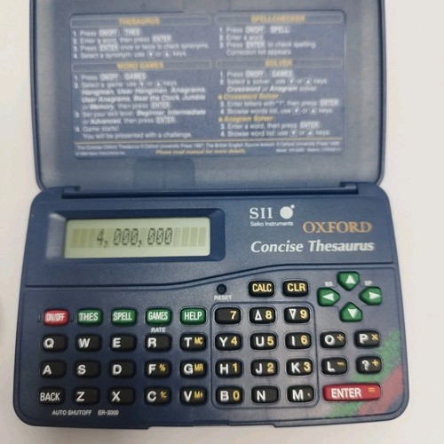 Seiko ER-2000 Concise Oxford Thesaurus Personal Handheld Spellchecker Calculator - Picture 13 of 24