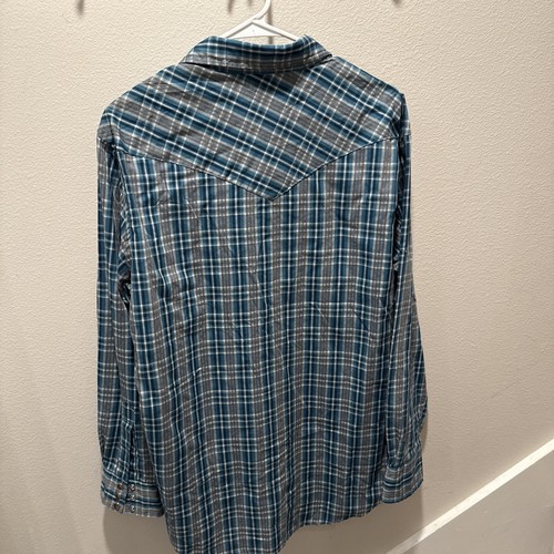Pendleton Frontier Hemd Pearl Snap Western Passe blau grün kariert Herren Medium - Bild 6 von 8