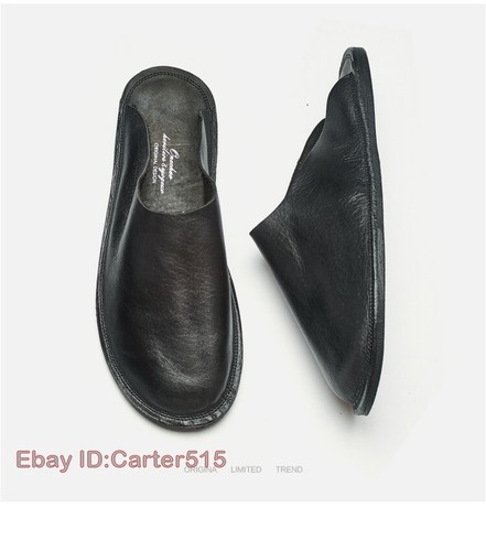 Zapatos planos informales de cuero real con puntera redonda cerrados sin cordones para hombre talla - Imagen 14 de 19