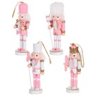  4 rosa Nussknackerfiguren: 5,1 Zoll Weihnachts-Nussknacker-Ornamente,