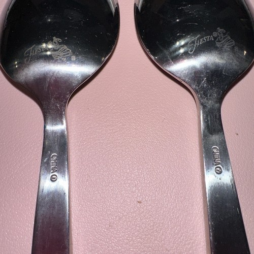Fiesta Masquerade Rainbow Set Of 2 Stainless Dinner Spoons Flatware Replacement - Bild 4 von 8