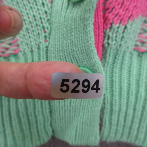 Good Luck Girl Pullover Damen XL grün rosa Strickjacke cropped Knopf Strick V-Ausschnitt - Bild 12 von 12