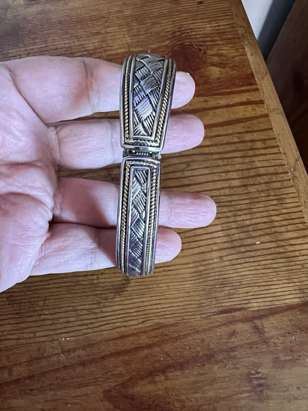Ethnic Pattern Asymmetrical Cuff Bracelet Silver … - image 3