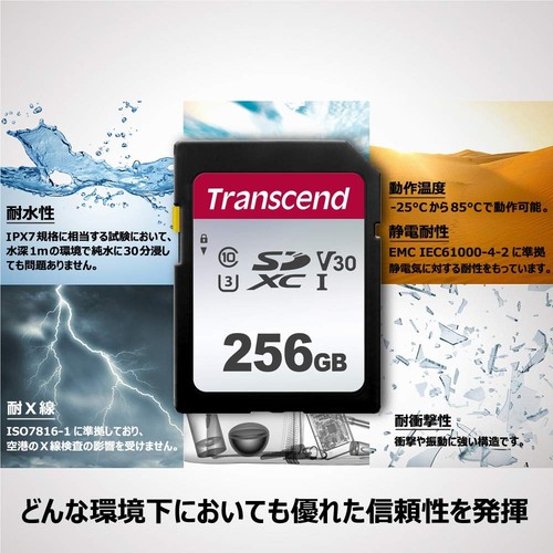Transcend SD Card 256GB UHS-I U3 V30 Class10 (Maximum Transfer Speed 100MB/s) - Picture 3 of 7