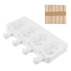 1 Set Creative Ice Cube Tray Popsicle Maker Mould Tool With Wooden Sticks