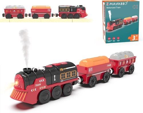 Toy Train Electric Set for Wooden Tracks, Christmas Motorized Train...  - Picture 1 of 9