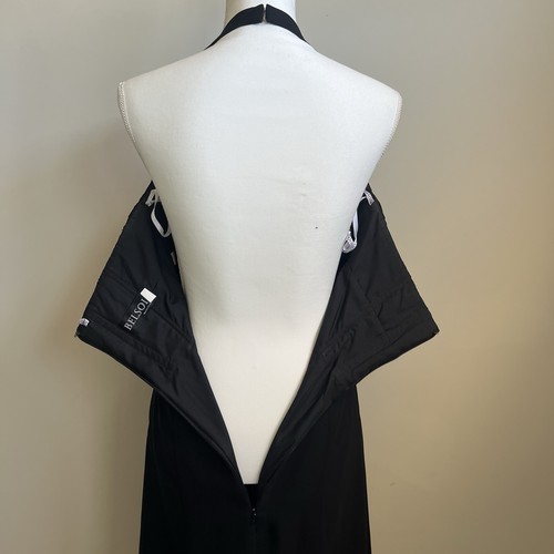 Belsoie schwarz Empire Taille Neckholder formell Chiffon Kleid Gr. 10 gefüttert Reißverschluss Haken Ösen - Bild 12 von 18