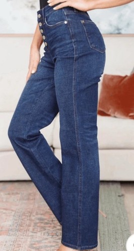Judy Blue HIGH RISE BUTTON FLY STRAIGHT JEANS 9/29 JB88598 DK in Dunkelblau - Bild 2 von 8
