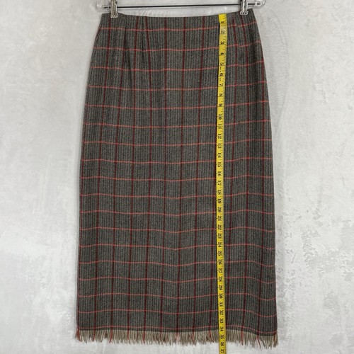 Vintage Harve Benard Wool Maxi Skirt Suit Set Size 10 Check Herringbone Fringe - Picture 18 of 23