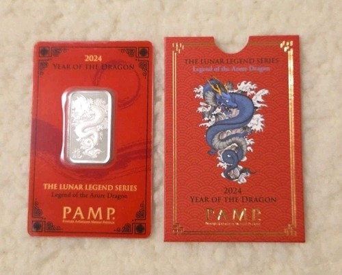 PAMP Lunar Azure Dragon Silver Bar 2024 - 10g - Picture 1 of 6