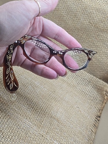 Vintage Strass Klapp Cat Eye Lesebrille Hong Kong Faux Schildpatt - Bild 11 von 11