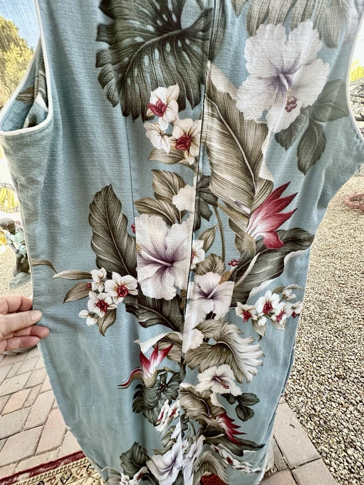 Auténtico vestido recto hawaiano de tela de corteza hasta el tobillo ajustado sin mangas. Talla XL Foto 4 de 4