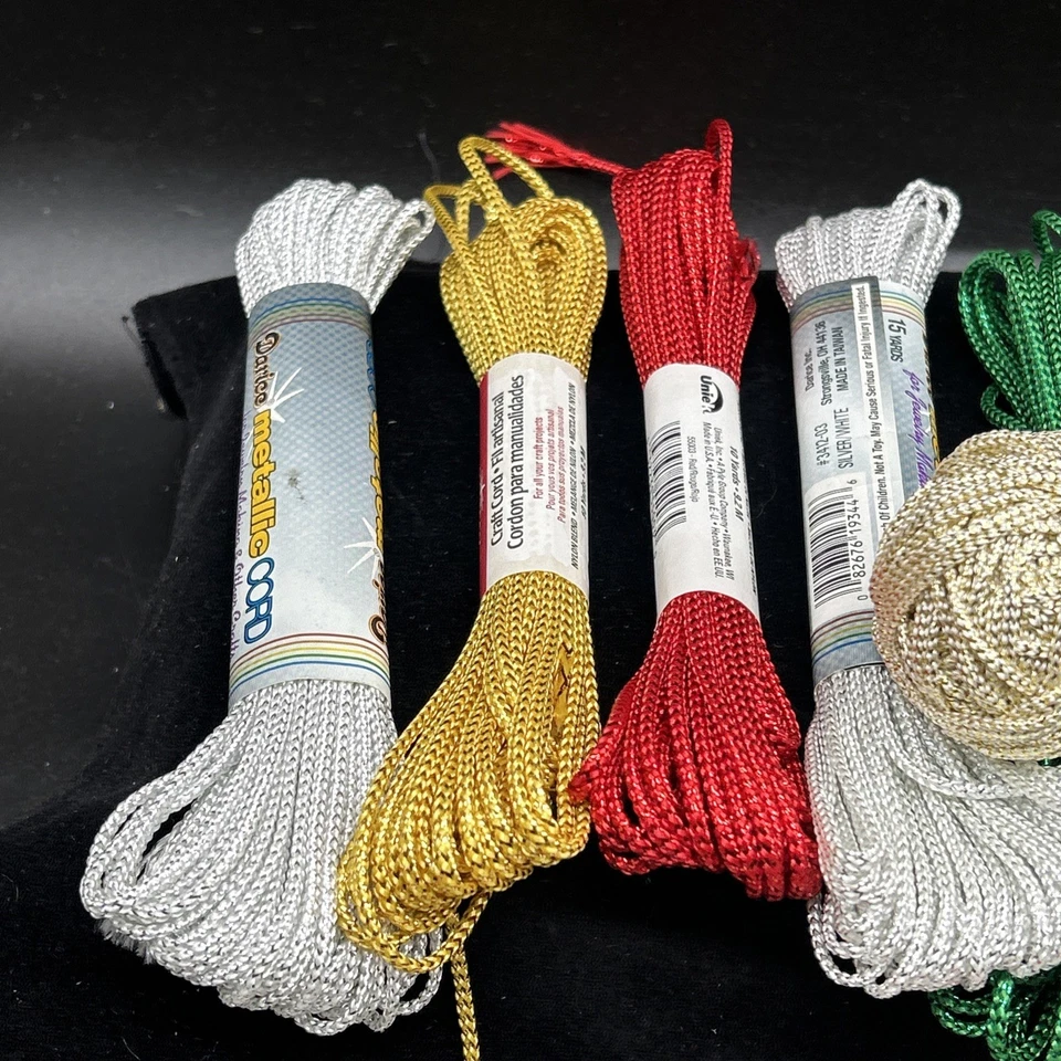 Lote Navidad De Colección Borde Metálico Cordón Trenza Adorno Dorado Plata Verde Rojo 200 Yd Foto 2 de 4