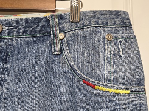 Southpole Authentic Jeans Mens 38x31 Y2K Baggy Pants Rainbow Embroidered Wide - Picture 4 of 22