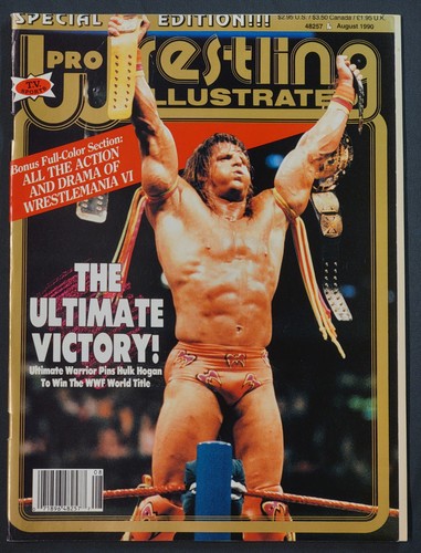 PRO WRESTLING ILLUSTRATED August 1990 Ultimate Warrior Pinup WWF WWE NWA Hogan - Picture 1 of 3