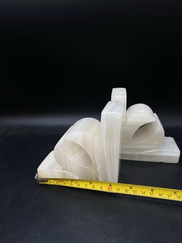 Carved Marble Stone Bookend Set 4 1/4" Home Decor Modern Vintage READ - Picture 3 of 9